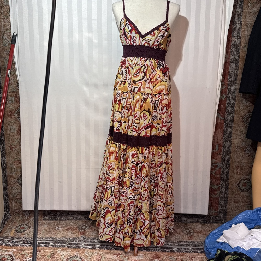 BCBG‎ Max Azria Inga One Shoulder Abstract Print Maxi Dress  Size 0